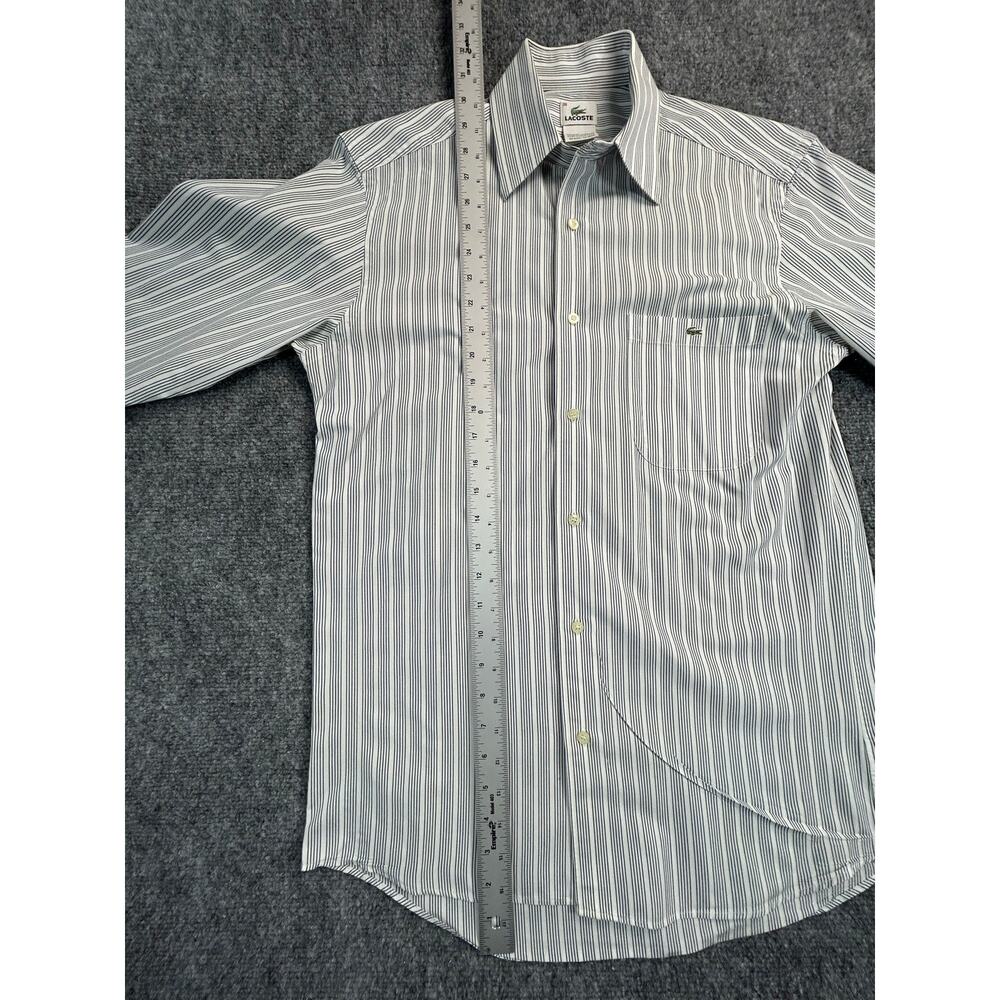 Vintage Lacoste Striped Dress Shirt Men's Size 38 Cotton Button Up White Blue - Picture 8 of 9
